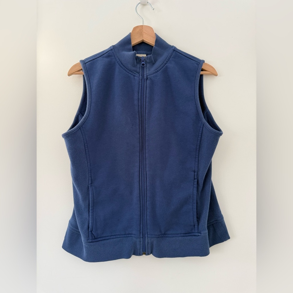 L.L. Bean Women’s Pima Cotton Blue Full Zip Vest